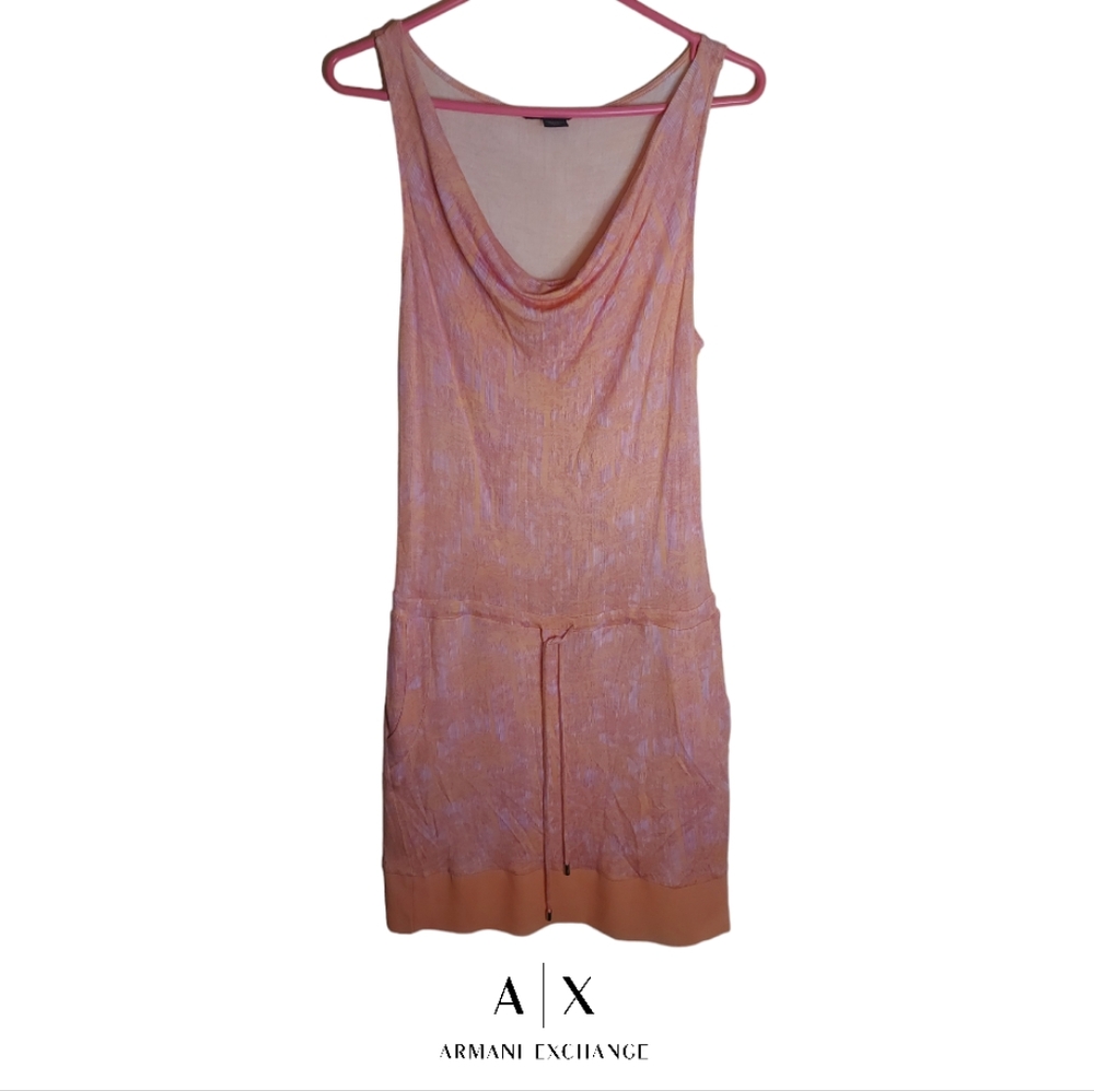 Armani Exchange Pastel Palm Tree Dress With Pockets